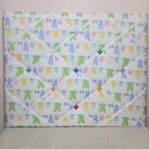 Colorful Baby Clothes French Memo Board Handmade In VT 16x20in NWOT